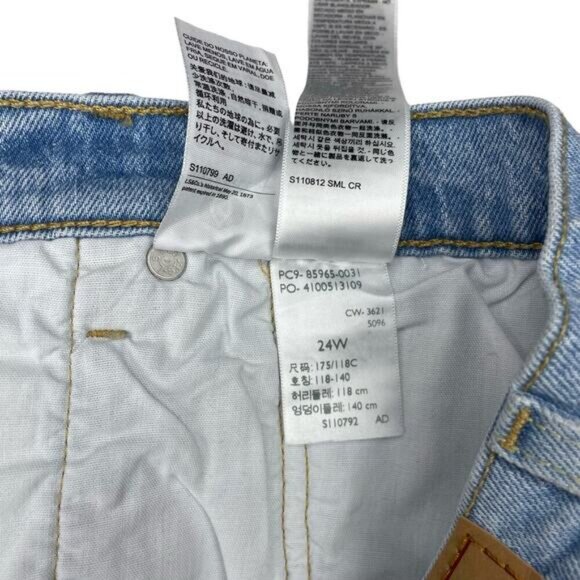 Levi's 501 High Rise Distressed Denim Shorts Plus Size 24W - Picture 7 of 10